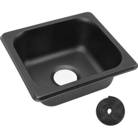 Stainless steel campervan sink, 175, 160, 70mm, 304, black plated bar, for boat, caravan, motorhome (1/5)