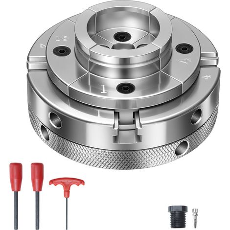 Mophorn 4-Zoll-Drechselfutter mit 4-Backen-Zentrierfutter, 1-Zoll x 8-TPI-Gewinde & Adapter, vernickelte Oberfläche, Spannbacken aus Stahl, geeignet zum Spannen und Spreizen in der Holzbearbeitung (1/5)