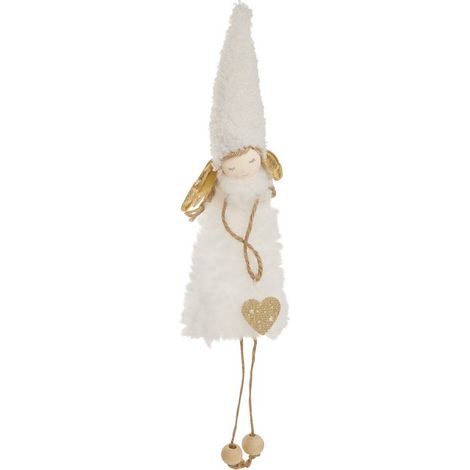 HÄNGELEUCHTE ENGEL 3ASS 34CM WEISS GOLD C - Herz (1/4)