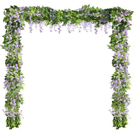 Guirlande de Glycine Artificielle 4 Pièces Fleur Suspendue, Violet (1/5)