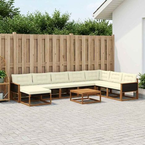 vidaXL Outdoor-Sofagarnitur 9 pcs Natur und Creme Massivholz Akazie (1/5)
