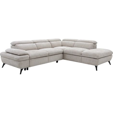 Divano letto in Tessuto testurizzato Beige - Angolo a destra - SURDELI