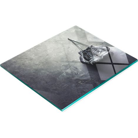 Tabla de cortar de cristal para cocina con estampado de guantes de boxeo, 60x52 cm.