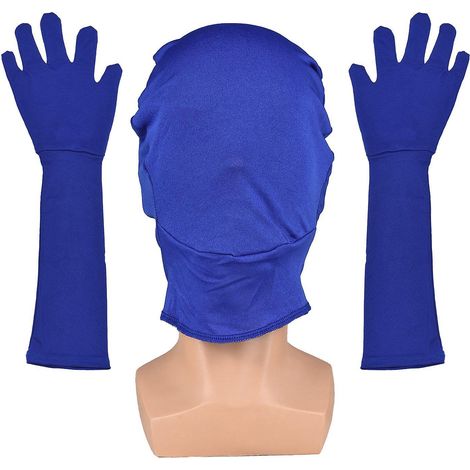 Blaue Chroma-Key-Maske, Handschuhe, Chroma-Key-Kapuze, Handschuh, Unsichtbare Effekte, Hintergrund, Chroma-Keying, Blauer Glanz