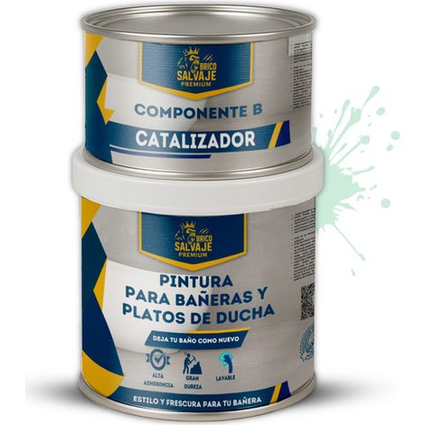 Pintura para Platos de Ducha y Bañeras, Satinado, Eucalipto Suave, Dos componentes, 600+150 ML