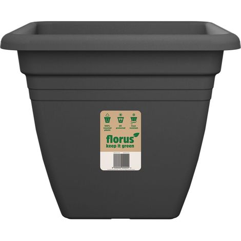 Florus Mediterran Quadro Pot De Fleurs 30 - Gris - L 30 x B 29.5 x H 0 cm - extérieur - 100% recyclé