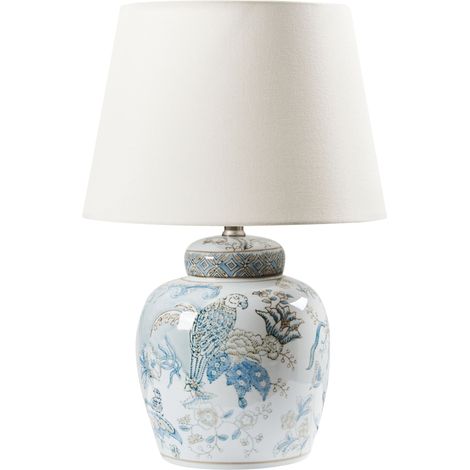 Tischlampe JAMAPA Porzellan Weiß / Blau