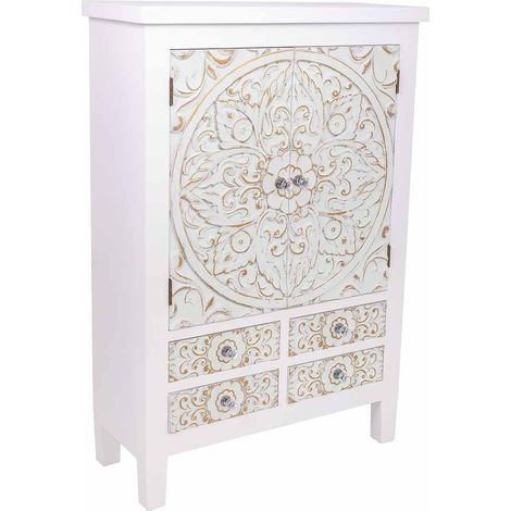 Armario de madera 4 cajones y 2 puertas 68x27,5x101h cm (1/5)