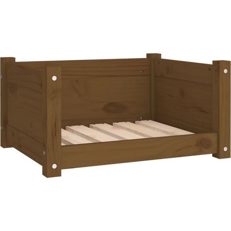 Lit pour chien panier canapé confortable 55,5 x 45,5 x 28 cm bois massif de pin marron (1/5)