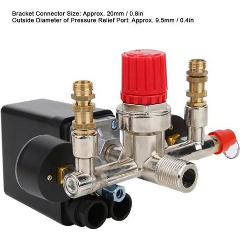 Regulateur De Pression - Contact NC - Pour Compresseur D Air - Double Manometre - 5 A 8 Bar - 80 000 Cycles (1/4)