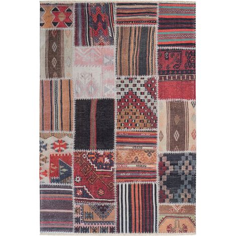 Tapis patchwork multicolore moderne pour intérieur extérieur - 170 x 115 cm (1/3)