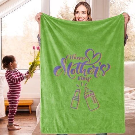 Couverture de sommeil verte en polyester, plaids pour canapé-lit fauteuil avec texte, cadeau pour maman 120x150cm (1/5)