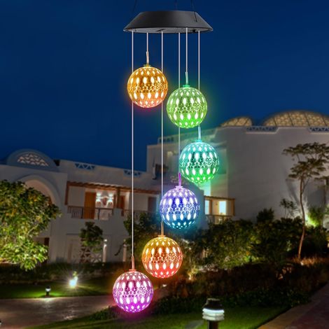 Carillon Solaire Maroc, 6 LED Carillon a Vent Exterieur Solaire, Étanche Solaire Carillon Jardin, Cadeau Maman, Cadeau Femme, Décoration d'Arbres, Balcons, Mariages (1/5)