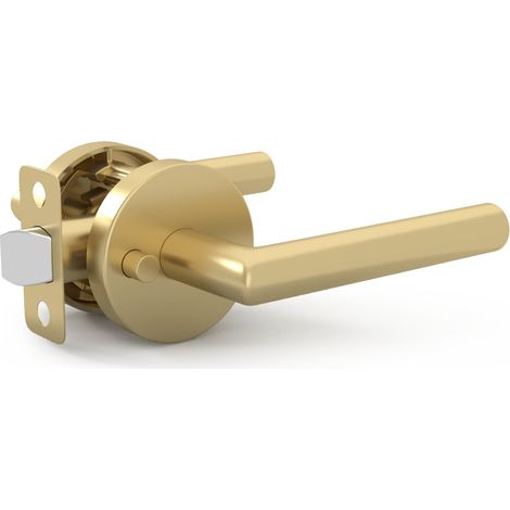 Ensemble de poignée de porte à levier pour couloir, placard et salle de bain - Design réversible et robuste - S'adapte à toutes les tailles de porte standard - Vis incluses - Laiton (1/5)