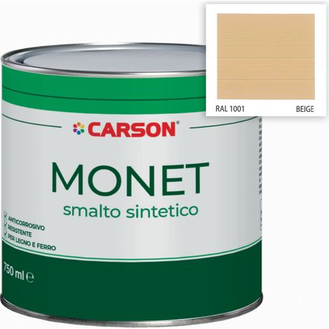 Monet smalto sintetico beige 1001 lt. 0,75 per legno e ferro brillante satinato
