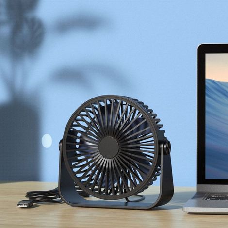 Ventilateur de Bureau USB, Ventilateur de Table à 3 Vitesses, Ventilateur Silencieux Réglable à 360°, Ventilateur Portable pour Bureau, Maison, Chambre, Voiture, Camping en Plein Air-Noir (1/4)