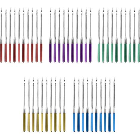 50 aiguilles de rechange en alliage, tige colorée, anti-saut de fil, pour machines à coudre. (1/5)