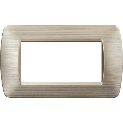 Placca serie Space, 4 moduli, plastica satinata, oro, compatibile con serie BTicino Living - Ettroit LN85411