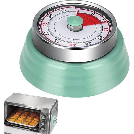 Timer da cucina meccanico retrò - Conto alla rovescia di 60 minuti - Acciaio inossidabile verde menta (1/5)