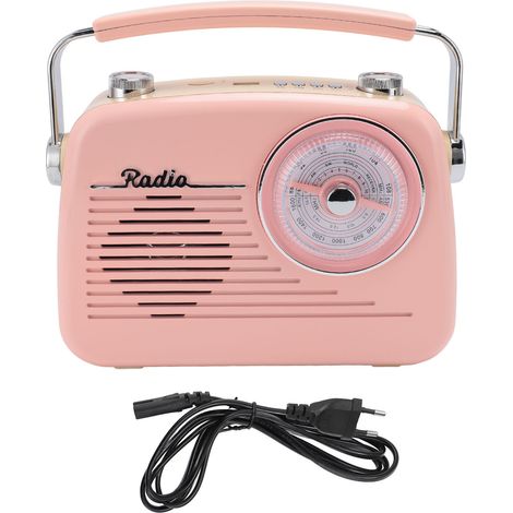 Vielseitiger, tragbarer Bluetooth-Lautsprecher, zuverlässige Verbindung, FM/AM/SW-Radio, Mini-USB-Anschluss für den Innen- und Außenbereich, 220-V-Stecker (rosa, europäischer Stecker) (1/5)