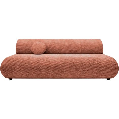 LEVI - Canapé droit convertible tissu lisse 2 places - Terracotta (1/5)