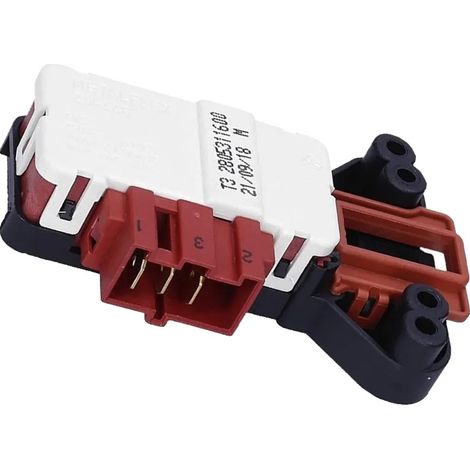 Cerradura para puerta de lavadora, 5,5 cm x 4,5 cm x 3 cm, plástico resistente, compatible con lavadoras eléctricas, mecanismo de cierre fiable, certificado de seguridad.