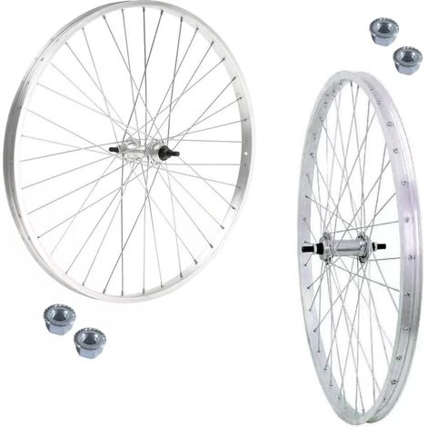 COPPIA RUOTE/CERCHIO ANTERIORE POSTERIORE 26" X 1. 3/8 BICI 7 VELOCITA’ IN ALLUMINIO X CITY BIKE