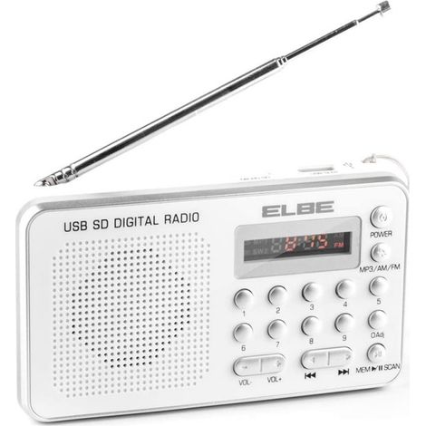 Radio Digital con Altavoz Personal ELBE RF49 AM, FM Blanco (1/5)