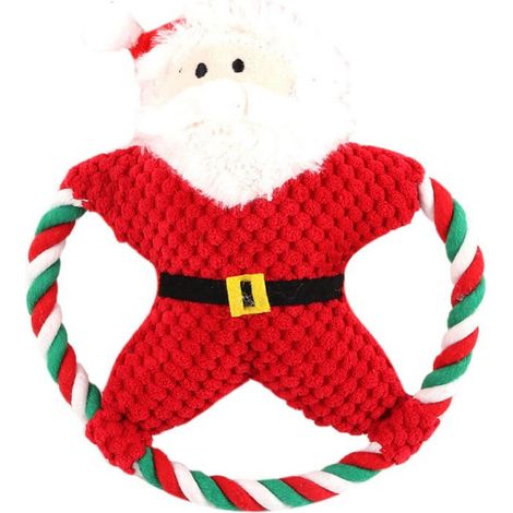 Jouet Pour Chien - Corde En Coton Et Peluche - Forme De Père Noël - Jouet Siffleur - Résistant À La Mastication - 1 Pièce (1/4)