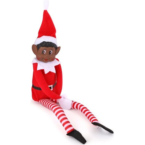 Elfe coloré mal élevé avec un visage en vinyle et un corps doux - Elfe de Noël coquin (Elfe noir) (1/5)