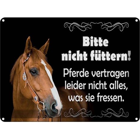 Plaque métallique 30x40 cm « Merci de ne pas nourrir les chevaux » (citation) (1/4)
