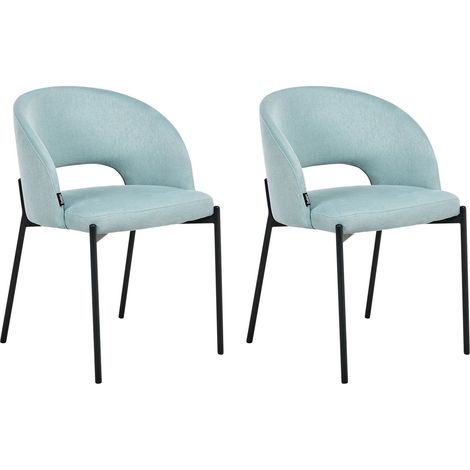 Set of 2 Dining Chairs PENNY Fabric Light Blue (1/5)
