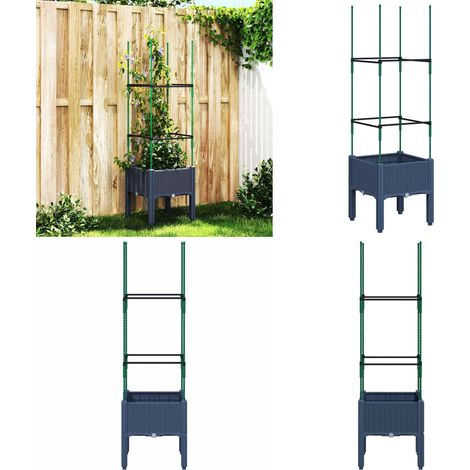 Pflanzkübel mit Rankgitter Grau 40x40x142,5 cm PP - Blumentopf - Rankgitter - Gartentöpfen - Kübel - Polypropylen Topf - Home & Living (1/5)