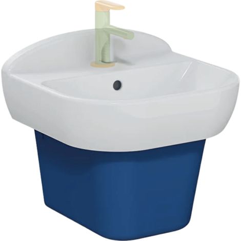 Vitra – Lavabo sur colonne pour enfant 45 cm – Pré-percé pour robinetterie – Finition hygiénique – Coins arrondis pour sécurité