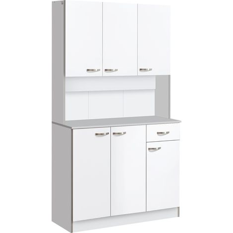 Armadio con Pensili da Cucina in Legno Bianco 101x39x180 cm (1/5)