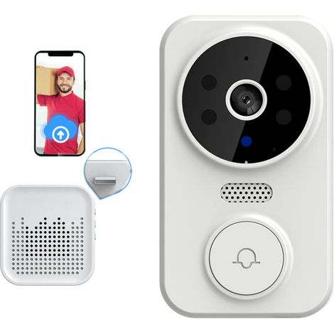 KZQ Sonnette vidéo sans fil M8 Smart Visual Doorbell Interphone bidirectionnel Vision nocturne infrarouge Système de sécurité de surveillance à distance (1/4)
