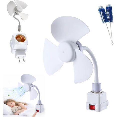 Kit ventilateur avec douille E27 et adaptateur secteur - Ventilateur de bureau flexible à col de cygne, mini ventilateur mural pour salle de bain, cuisine, chambre d'étudiant (1/5)