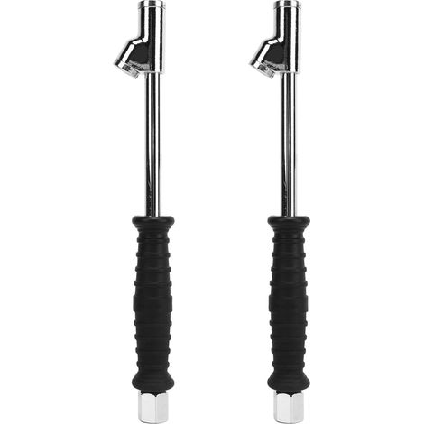 2 Pcs Double Head Air Chuck 1/4 Inch Tire Inflator Rod with Rubber Handle for Truck RV Bus Car Motorcycle Vehicle (1/5)