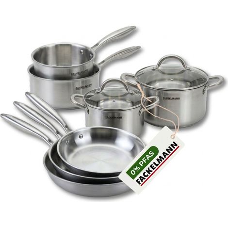 Batterie de cuisine avec 3 poêles 20/24/26 cm 2 casseroles 14/18 cm et 2 faitouts 20/24 cm sans PFAS Fackelmann Vita3 (1/5)