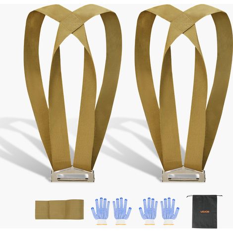VEVOR Moving Straps, Supports up to 1000 lbs, 2-Person Lifting and Moving System with 2 Harness Straps & 1 Load-bearing Strap, Adjustable Lifting Shoulder Straps Move Furniture Appliances Mattresses