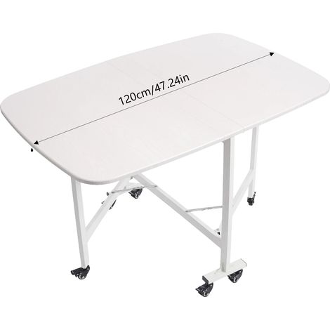 Table à manger, design pliable, haute capacité de charge, BLANC (1/2)