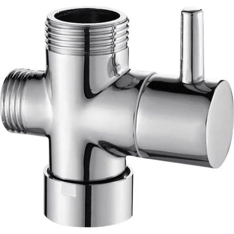 Valve 3 voies en laiton massif G1/2" Douchette Composants de Douche Raccord universels, Chrome DSF007 (1/4)