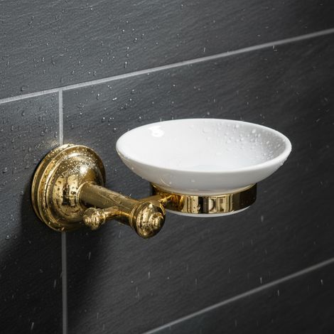 PaulGurkes Porte-savon en or rétro accessoires de salle de bain en céramique (1/3)