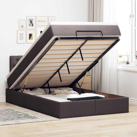 Ottoman-Bett mit Matratze & LEDs Dunkelbraun 120x190 cm Stoff (1/5)