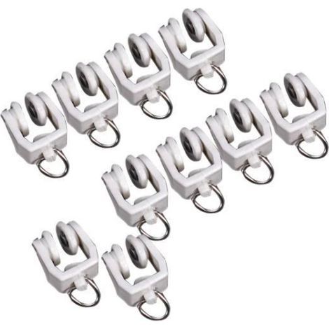 Lot de 10 coulisses blanches pour rideaux avec crochets et anneaux (1/5)