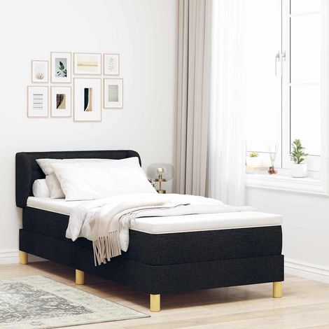 Boxspringbett mit Matratze Schwarz 80 x 200 cm Stoff