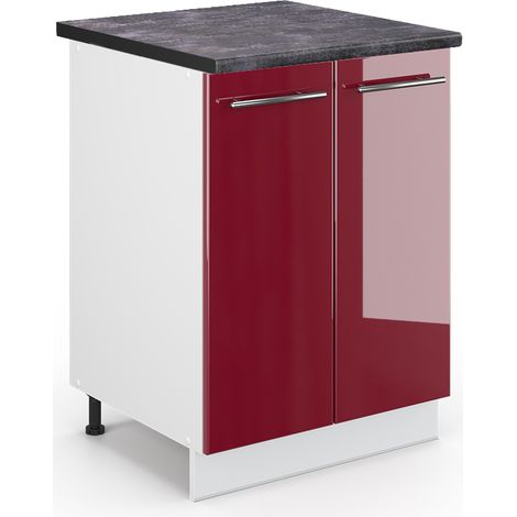 Küchenunterschrank Fame-Line, Bordeaux Hochglanz, 60 cm , AP Anthrazit, Vicco