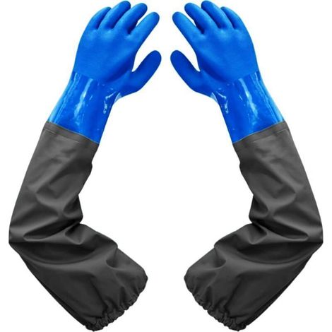 Gants de protection en caoutchouc imperméables 26 pouces – doublure floquée et poignets élastiques pour nettoyage, chimie et agriculture
