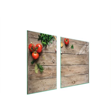 Assiette en verre et planche à découper en bois 100x52 (1/5)