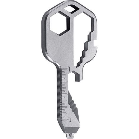 Porte-clé Multi-outils, 24 Fonctions Acier Inoxydable Clé Multi-outils avec Tournevis Outil de Décapage Outil de Coupe de Fil Ouvre-bouteille Mesureur, (1/5)